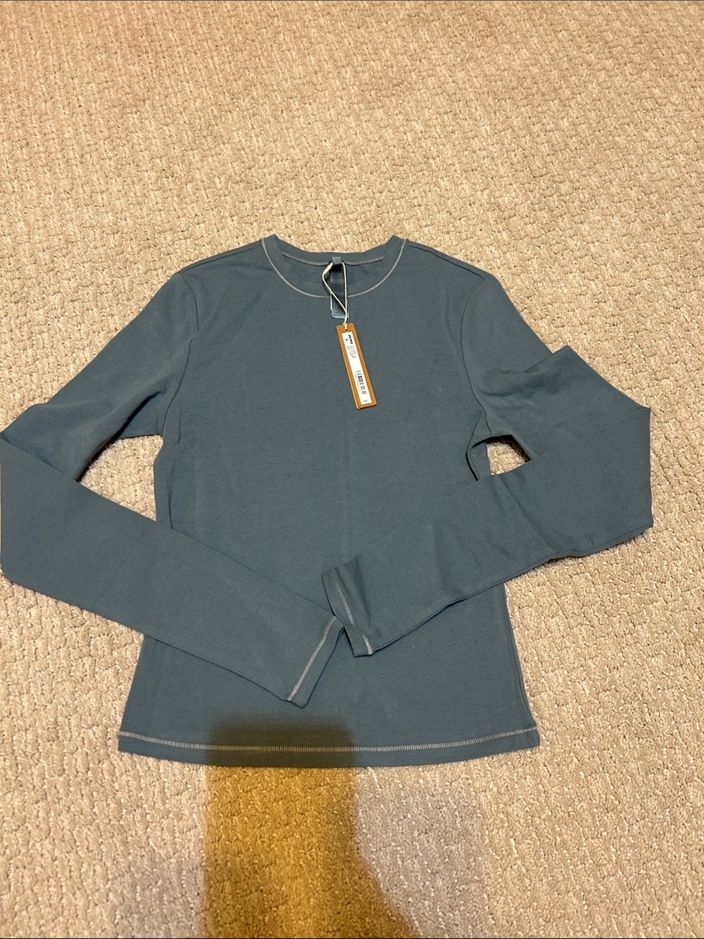 Skims Cotton Jersey long sleeve t-shirt Kyanite small NWT